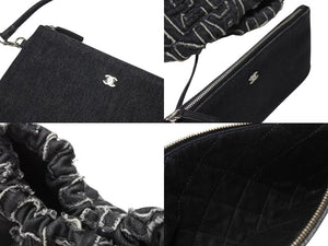 極美品 CHANEL シャネル シャネル22 スモール チェーンショルダーバッグ AS3260 ランダム番台 24AW ココマーク デニム ブラック 中古 4b005676