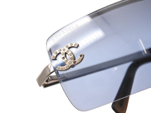 極美品 CHANEL シャネル リムレス サングラス ココマーク 4104B イタリア製 メタル ブルー サイズ62□15 120 中古 4b005680