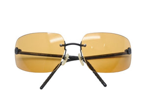 CHANEL シャネル リムレス サングラス 4035 c.126/85 サイズ63◻︎16 120 ココマーク オレンジ ブラック 美品 中古 4b005681