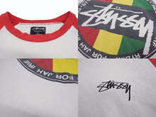 Load image into Gallery viewer, STUSSY ステューシー ラスタロゴプリント ラグラン袖 Tシャツ カットソー ホワイト レッド コットン サイズM 美品 中古 4b005683