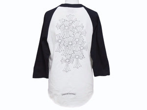 CHROME HEARTS クロムハーツ ラグラン 7部袖Tシャツ サイズS CHクロス セメタリークロス スクロールラベルロゴ 美品 中古 4b005685