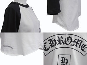 CHROME HEARTS クロムハーツ ラグラン 七分袖Tシャツ サイズS ヴァインダガー スクロールラベルロゴ ホワイト ブラック 美品 中古 4b005686