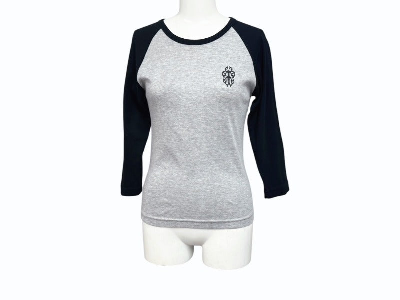 CHROME HEARTS クロムハーツ ラグラン長袖Tシャツ ONE SIZE ブラック グレー ダガー スクロールラベルロゴ アームロゴ 美品 中古 4b005687