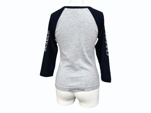 CHROME HEARTS クロムハーツ ラグラン長袖Tシャツ ONE SIZE ブラック グレー ダガー スクロールラベルロゴ アームロゴ 美品 中古 4b005687