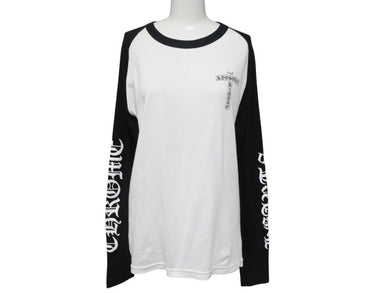 極美品 CHROME HEARTS クロムハーツ ラグラン長袖Tシャツ サイズM 氷室京介コラボ Higher Than Heaven ブラック ホワイト 中古 4b005688