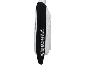 極美品 CHROME HEARTS クロムハーツ ラグラン長袖Tシャツ サイズM 氷室京介コラボ Higher Than Heaven ブラック ホワイト 中古 4b005688