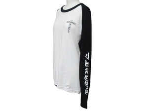 極美品 CHROME HEARTS クロムハーツ ラグラン長袖Tシャツ サイズM 氷室京介コラボ Higher Than Heaven ブラック ホワイト 中古 4b005688