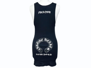 CHROME HEARTS クロムハーツ タンクトップ サイズM ブラック CHクロス FUCK YOU ホースシュー ニューヨーク限定 美品 中古 4b005691