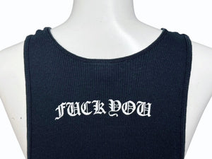 CHROME HEARTS クロムハーツ タンクトップ サイズM ブラック CHクロス FUCK YOU ホースシュー ニューヨーク限定 美品 中古 4b005691