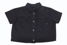 Load image into Gallery viewer, CHROME HEARTS クロムハーツ クロスパッチ付き クロスボールボタン ナイロン半袖シャツ ブラック サイズXS 美品 中古 4b005692
