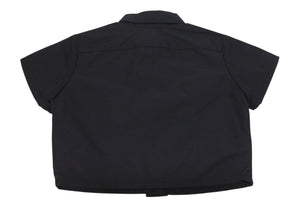 CHROME HEARTS クロムハーツ クロスパッチ付き クロスボールボタン ナイロン半袖シャツ ブラック サイズXS 美品 中古 4b005692