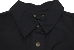 CHROME HEARTS クロムハーツ クロスパッチ付き クロスボールボタン ナイロン半袖シャツ ブラック サイズXS 美品 中古 4b005692