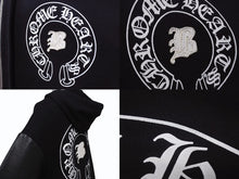 Load image into Gallery viewer, CHROME HEARTS × Bella Hadid クロムハーツ ベラハディッド イニシャルパッチロゴ ダガージップ レザー切り替えロング丈パーカー ブラック サイズXS 美品 中古 4b005693