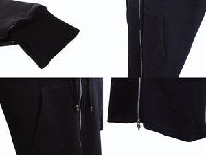 CHROME HEARTS × Bella Hadid クロムハーツ ベラハディッド イニシャルパッチロゴ ダガージップ レザー切り替えロング丈パーカー ブラック サイズXS 美品 中古 4b005693
