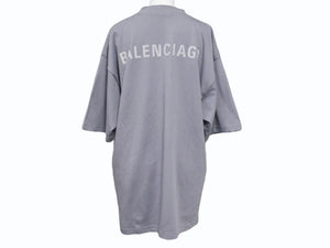 BALENCIAGA バレンシアガ 24SS リフレクター ロゴ Tシャツ 764235 TQVN1 グレー サイズS 美品 中古 4b005694