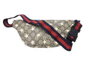 極美品 GUCCI グッチ チルドレンズ キッズライン GGスプリーム ウエストポーチ ヒップバッグ ベルトバッグ スター ベージュ 中古 4b005696