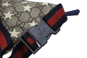 極美品 GUCCI グッチ チルドレンズ キッズライン GGスプリーム ウエストポーチ ヒップバッグ ベルトバッグ スター ベージュ 中古 4b005696