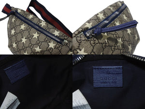 極美品 GUCCI グッチ チルドレンズ キッズライン GGスプリーム ウエストポーチ ヒップバッグ ベルトバッグ スター ベージュ 中古 4b005696