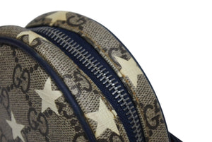 GUCCI グッチ チルドレンズ ラウンド ミニウエストポーチ 502330 GGスプリーム レザー ベージュ シルバー金具 良品 中古 4b005697 