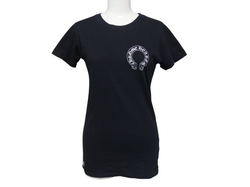 CHROME HEARTS クロムハーツ クロールラベル ホースシュー プリント Tシャツ サイズS ブラック コットン 美品 中古 4b005701