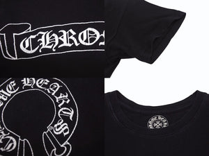 CHROME HEARTS クロムハーツ クロールラベル ホースシュー プリント Tシャツ サイズS ブラック コットン 美品 中古 4b005701