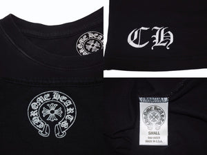 CHROME HEARTS クロムハーツ クロールラベル ホースシュー プリント Tシャツ サイズS ブラック コットン 美品 中古 4b005701