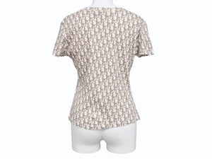 極美品 Christian Dior クリスチャンディオール Vネック半袖Tシャツ 5E16155951 サイズ40 ガリアーノ期 トロッター 花刺繍 中古 4b005704