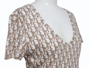 極美品 Christian Dior クリスチャンディオール Vネック半袖Tシャツ 5E16155951 サイズ40 ガリアーノ期 トロッター 花刺繍 中古 4b005704