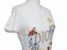 Load image into Gallery viewer, 極美品 Christian Dior クリスチャンディオール 半袖Tシャツ 5E16155206 サイズ36 ホワイト ガリアーノ期 トロッター柄 花柄刺繍 中古 4b005706