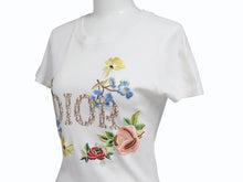 Load image into Gallery viewer, 極美品 Christian Dior クリスチャンディオール 半袖Tシャツ 5E16155206 サイズ36 ホワイト ガリアーノ期 トロッター柄 花柄刺繍 中古 4b005706