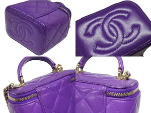 極美品 CHANEL シャネル バニティ チェーンショルダーバッグ AP2198 2WAY ランダム番台 ココマーク ラムスキン パープル 中古 4b005710