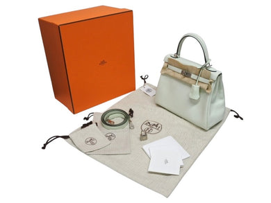 新品同様 HERMES エルメス ケリー25 2WAY ショルダーバッグ U刻印 ヴォースイフト ヴェールフィズ シルバー金具 中古 4b005715