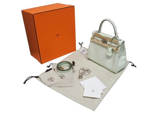 新品同様 HERMES エルメス ケリー25 2WAY ショルダーバッグ U刻印 ヴォースイフト ヴェールフィズ シルバー金具 中古 4b005715