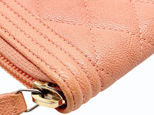 CHANEL シャネル BOY CHANEL ボーイシャネル コインケース A80602 27番台 ココマーク キャビアスキン サーモンピンク 美品 中古 4b005719