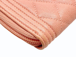 CHANEL シャネル BOY CHANEL ボーイシャネル コインケース A80602 27番台 ココマーク キャビアスキン サーモンピンク 美品 中古 4b005719
