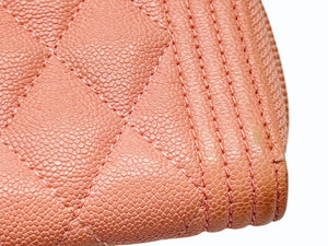 CHANEL シャネル BOY CHANEL ボーイシャネル コインケース A80602 27番台 ココマーク キャビアスキン サーモンピンク 美品 中古 4b005719