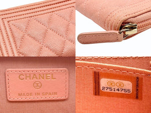 CHANEL シャネル BOY CHANEL ボーイシャネル コインケース A80602 27番台 ココマーク キャビアスキン サーモンピンク 美品 中古 4b005719