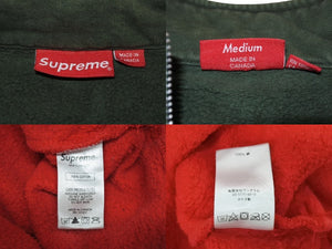 Supreme シュプリーム ハーフジップ スウェット 101837 グリーンレッド コットン サイズM 刺繍 美品 中古 4b005732 