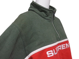 Supreme シュプリーム ハーフジップ スウェット 101837 グリーンレッド コットン サイズM 刺繍 美品 中古 4b005732 