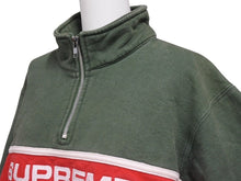 画像をギャラリービューアに読み込む, Supreme シュプリーム ハーフジップ スウェット 101837 グリーンレッド コットン サイズM 刺繍 美品 中古 4b005732 