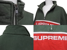 画像をギャラリービューアに読み込む, Supreme シュプリーム ハーフジップ スウェット 101837 グリーンレッド コットン サイズM 刺繍 美品 中古 4b005732 