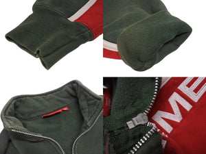 Supreme シュプリーム ハーフジップ スウェット 101837 グリーンレッド コットン サイズM 刺繍 美品 中古 4b005732 