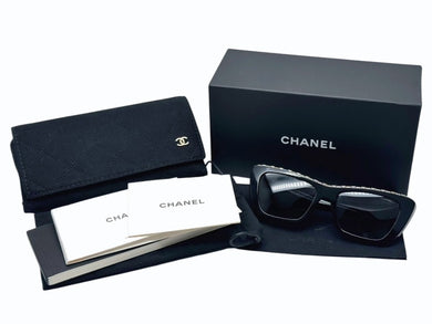 新品未使用 CHANEL シャネル バタフライ シェイプ サングラス 5540-A アセテート メタル ブラック ゴールド金具 サイズ54□17 中古