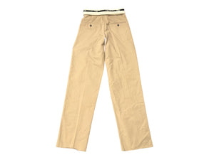 HOMME girls オムガールズ ベルテッドビッグツイルパンツ 4210600316 コットン 牛革 ベージュ サイズ36 美品 中古 4b005748