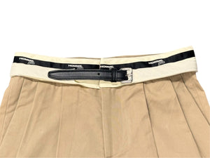 HOMME girls オムガールズ ベルテッドビッグツイルパンツ 4210600316 コットン 牛革 ベージュ サイズ36 美品 中古 4b005748