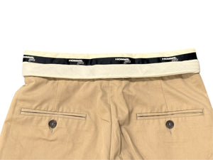 HOMME girls オムガールズ ベルテッドビッグツイルパンツ 4210600316 コットン 牛革 ベージュ サイズ36 美品 中古 4b005748
