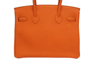 極美品 HERMES エルメス バーキン30 ハンドバッグ トリヨンクレマンス オレンジポピー シルバー金具 T刻印 中古 4b005755