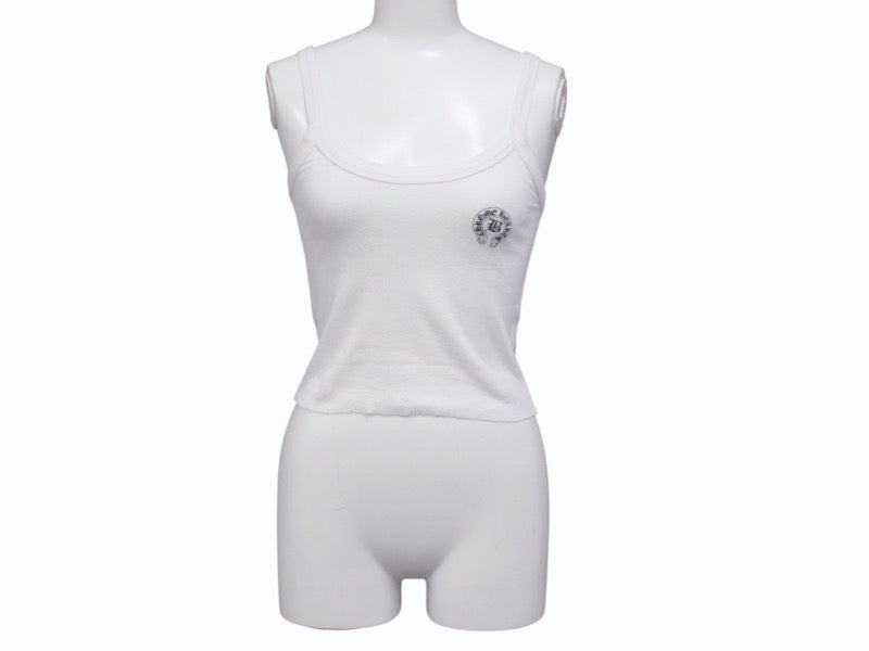 CHROME HEARTS クロムハーツ × Bella Hadid ベラ ハディッド タンクトップ ONE SIZE ホワイト クロップド丈 美品 中古 4b005760