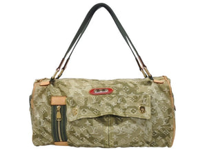 極美品 LOUIS VUITTON ルイヴィトン モノグラモフラージュ リス ボストンバッグ カーキ 村上隆 デニム 08AW M95771 中古 4b005762