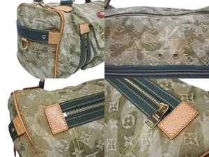 極美品 LOUIS VUITTON ルイヴィトン モノグラモフラージュ リス ボストンバッグ カーキ 村上隆 デニム 08AW M95771 中古 4b005762